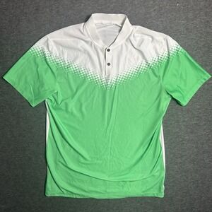 Nike Polo‎ Shirt Large White Green Tiger Woods Blade